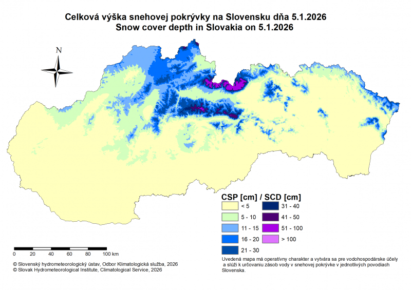 Obrázok k produktu: Výška snehovej pokrývky na Slovensku