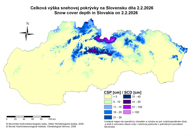 Obrázok k produktu: Výška snehovej pokrývky na Slovensku