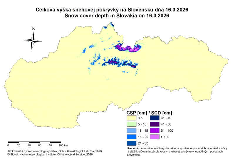 Obrázok k produktu: Výška snehovej pokrývky na Slovensku