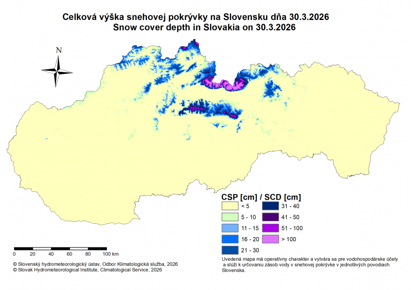 Obrázok k produktu: Výška snehovej pokrývky na Slovensku