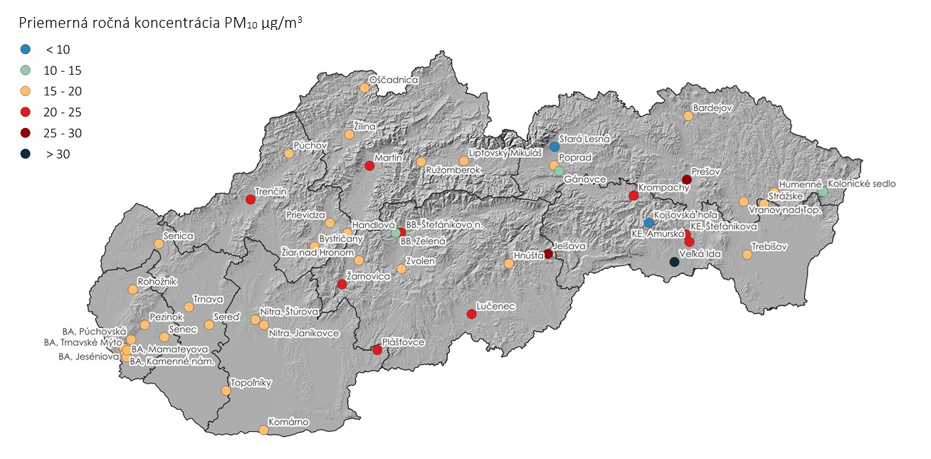 mapa koncentracie PM10