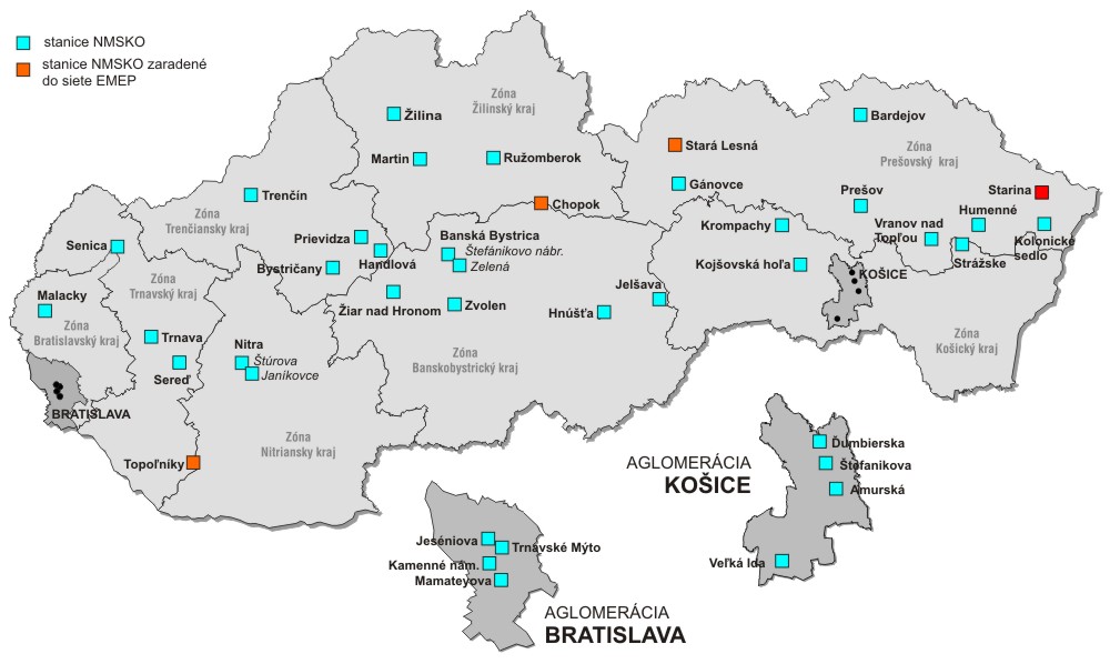 Sieť monitorovacích staníc NMSKO v roku 2020