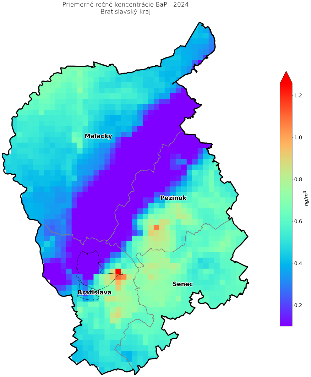 Priemerné ročné koncentrácie v 2024 BA kraj - BaP