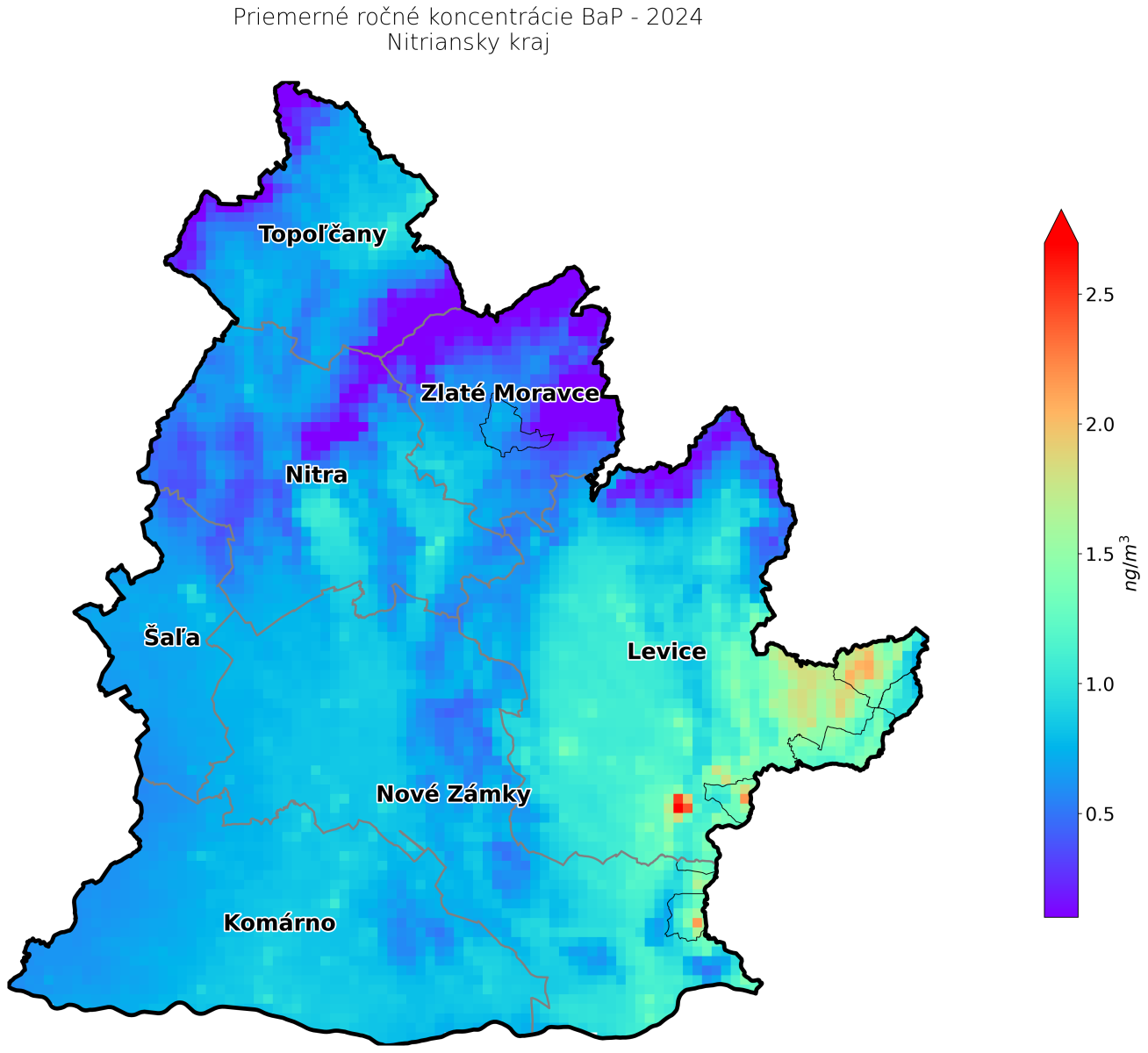 priemerné ročné koncentrácie BaP 2024 NR kraj