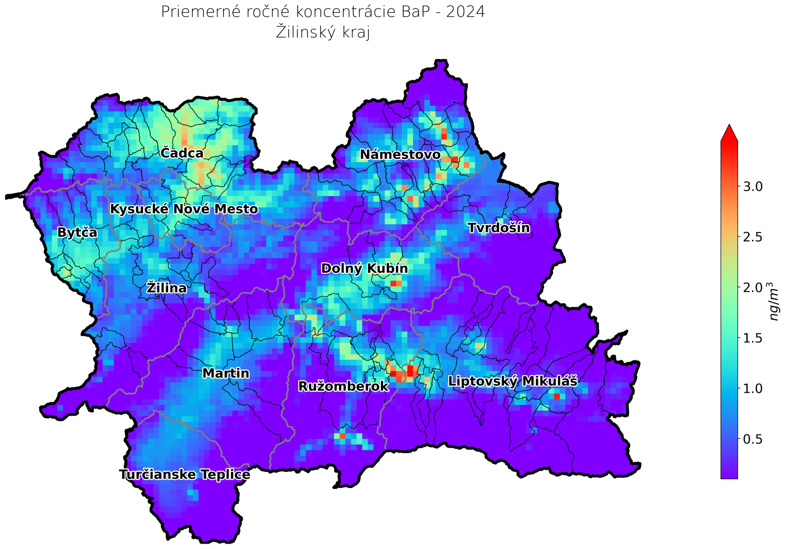 priemerné ročné koncentrácie v roku 2021, ZA kraj - BaP