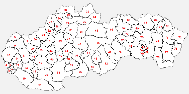 Mapa s okresmi